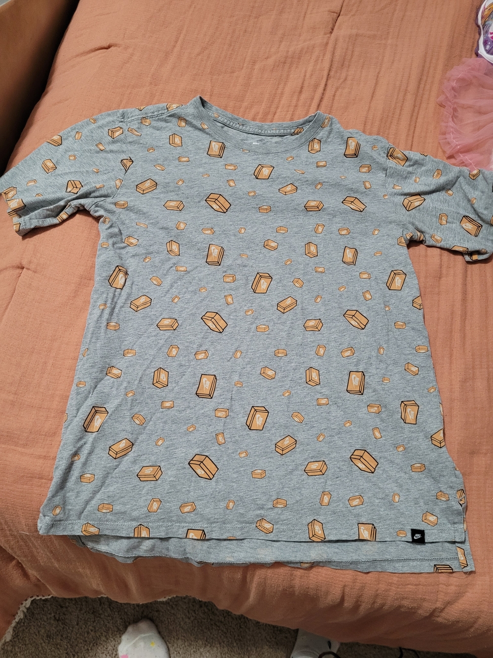 Nike Gray Tee with Orange Box Print